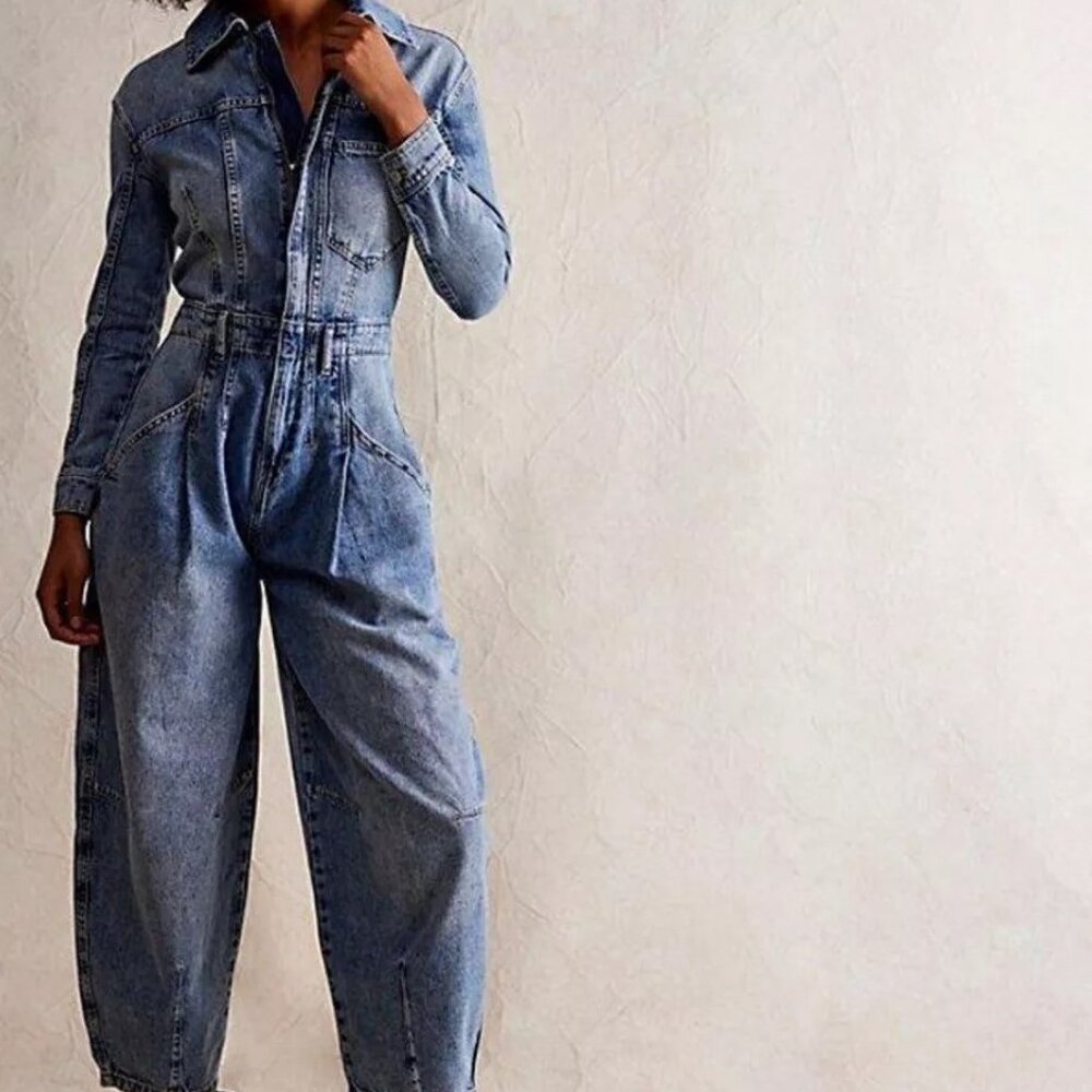 NWT Women's XS Free People CRVY Roulette Barrel Jumpsuit - Picture 5 of 6
